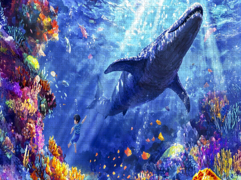 Schwimmen mit dem Meeressaurier im Korallenriff - CALVENDO Foto-Puzzle'