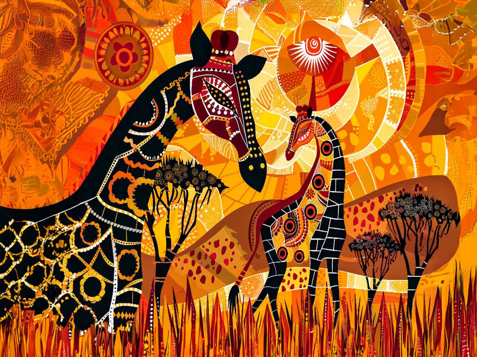 Zwei Giraffen mit Blick zur Sonne - CALVENDO Foto-Puzzle'