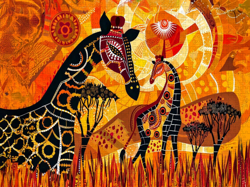 Zwei Giraffen mit Blick zur Sonne - CALVENDO Foto-Puzzle'