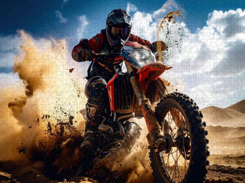 Spektakuläre Fahrt eines Fahrers, Weitwinkelaufnahme aus Froschperspektive - CALVENDO Foto-Puzzle'