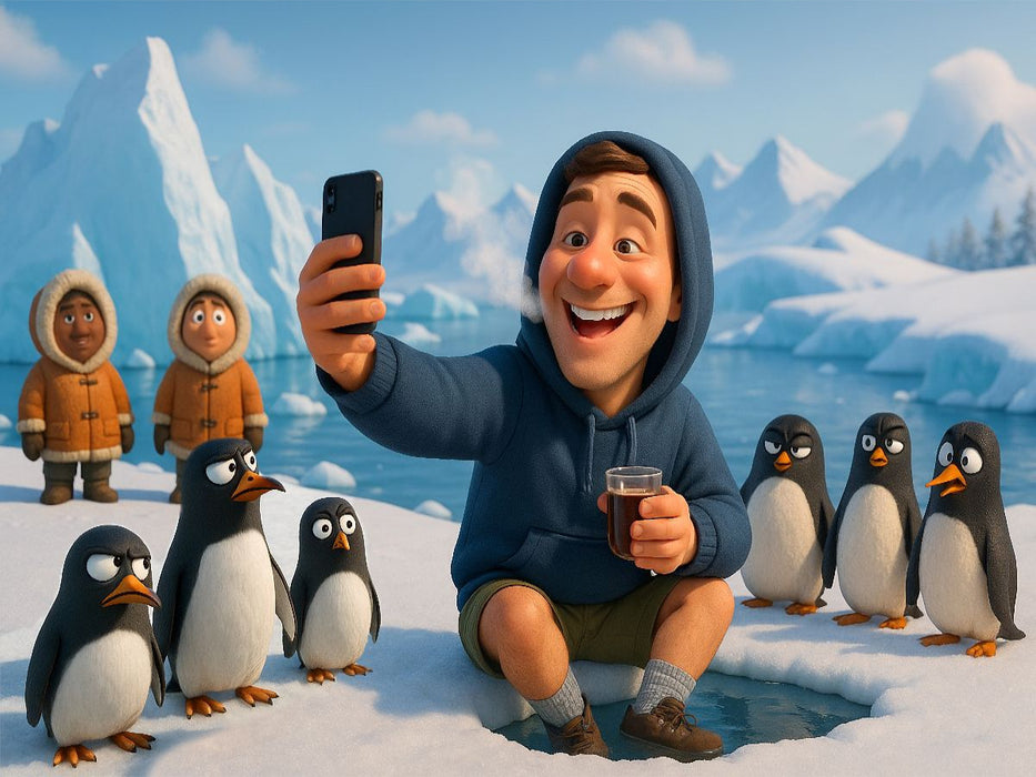 Pinguinselfie - Manchen kann es nicht kalt genug sein - CALVENDO Foto-Puzzle'