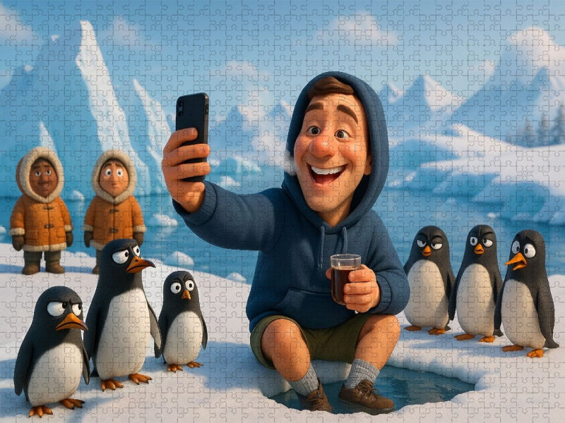 Pinguinselfie - Manchen kann es nicht kalt genug sein - CALVENDO Foto-Puzzle'