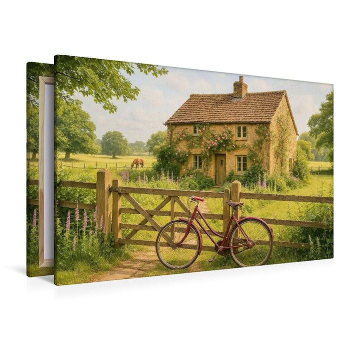 Premium Textil-Leinwand Sommerpause am Gartentor