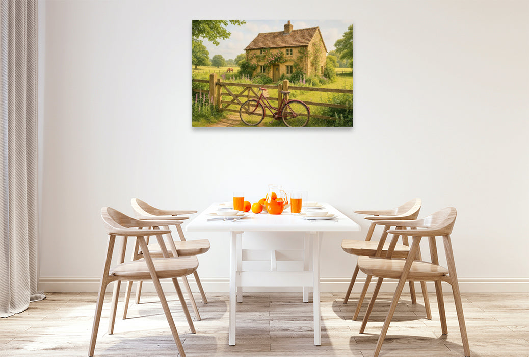 Premium Textil-Leinwand Sommerpause am Gartentor