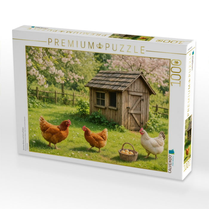 Zwischen Blüten und Hühnerfedern - CALVENDO Foto-Puzzle'