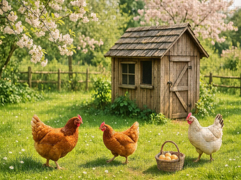 Zwischen Blüten und Hühnerfedern - CALVENDO Foto-Puzzle'