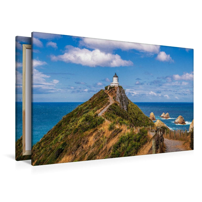 Premium Textil-Leinwand Leuchtturm am Nugget Point