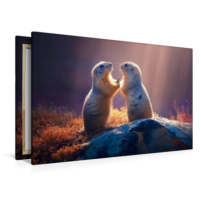 Premium Textil-Leinwand Zwei, die sich liebhaben