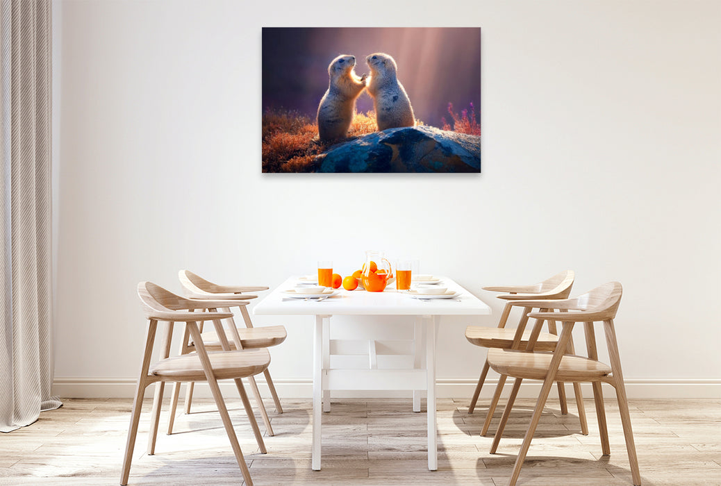 Premium Textil-Leinwand Zwei, die sich liebhaben