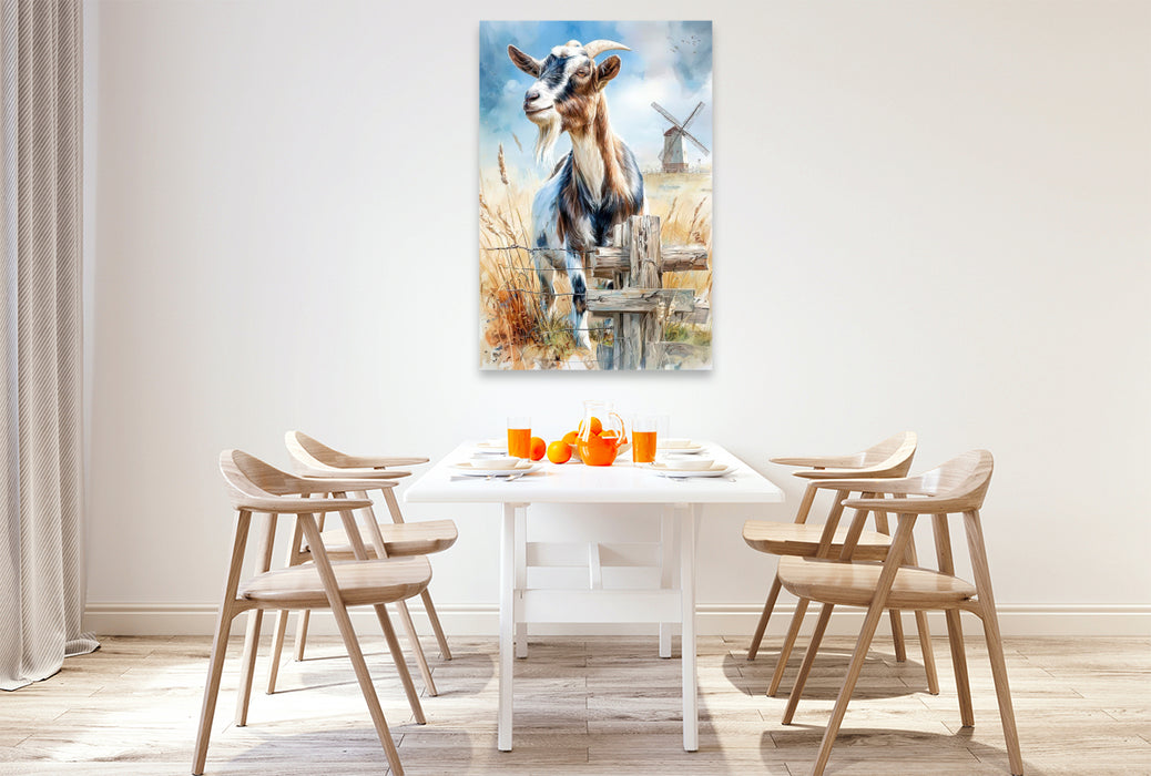 Premium Textil-Leinwand Eine wunderschöne Ziege