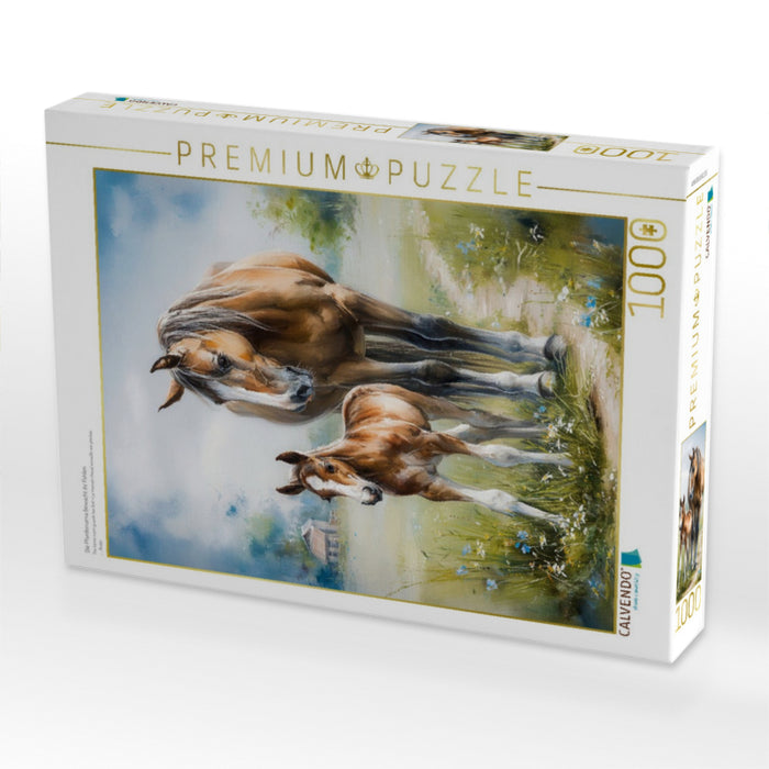 Die Pferdemama bewacht ihr Fohlen - CALVENDO Foto-Puzzle'