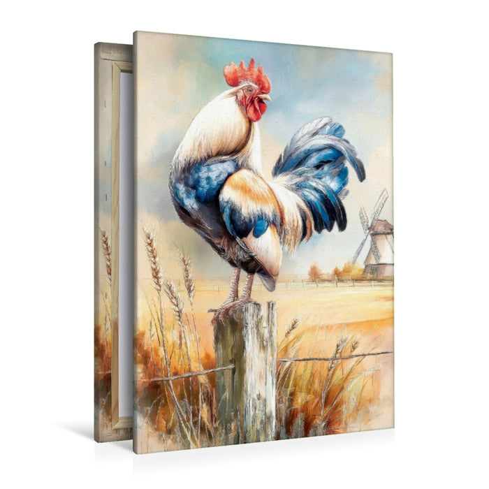 Premium Textil-Leinwand Ein stolzer Hahn darf nicht fehlen