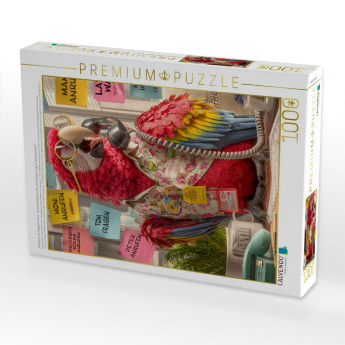 Tierpuzzle mit Papagei im Büro - die Quasselstrippe unter den Kollegen sorgt für Gesprächsstoff - CALVENDO Foto-Puzzle'