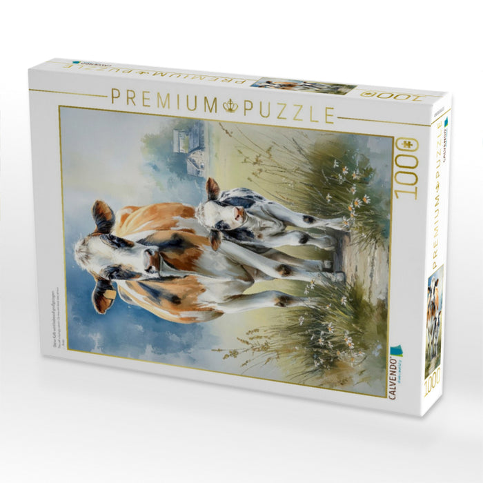 Diese Kalb wird liebevoll großgezogen - CALVENDO Foto-Puzzle'