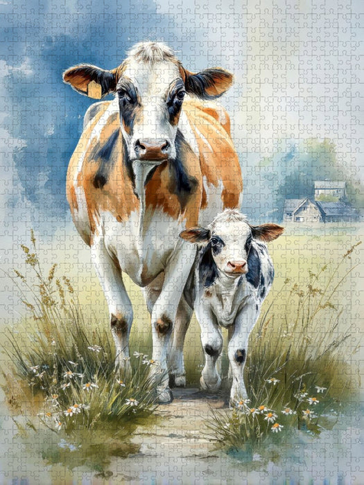 Diese Kalb wird liebevoll großgezogen - CALVENDO Foto-Puzzle'