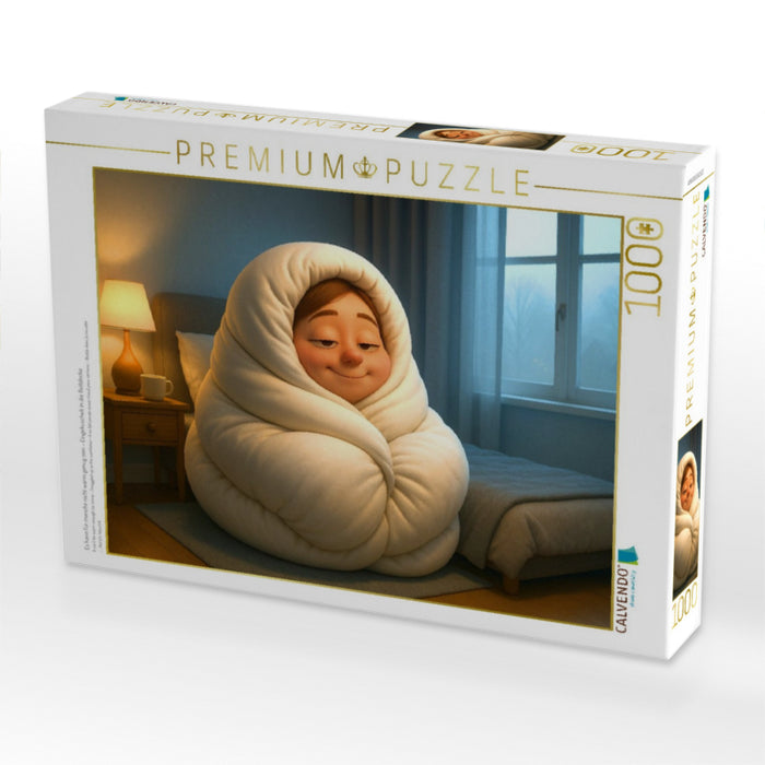 Es kann für manche nicht warm genug sein - Eingekuschelt in die Bettdecke - CALVENDO Foto-Puzzle'