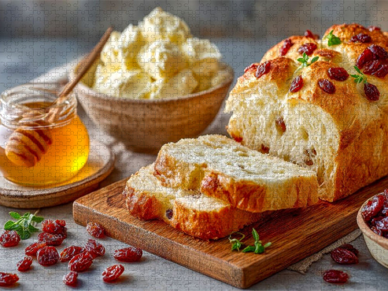 Mmmh, süß, saftig, für Genießer - Rosinenbrot - CALVENDO Foto-Puzzle'