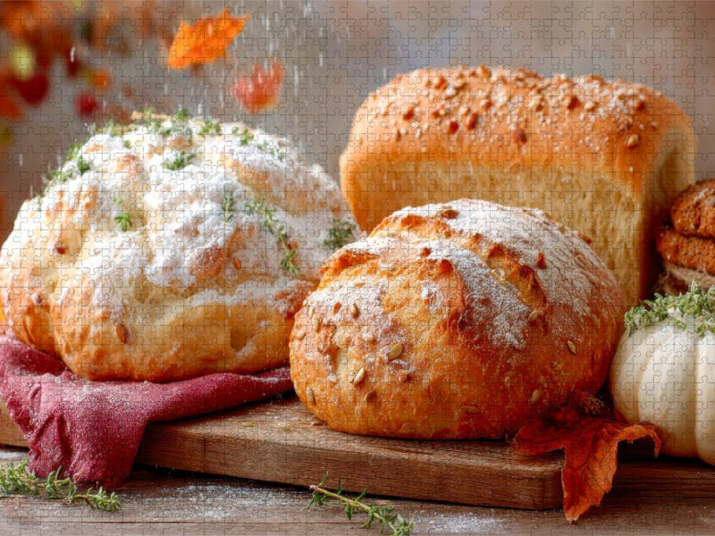 Im Herbst lockt das Kürbis- und das Roggenbrot - CALVENDO Foto-Puzzle'