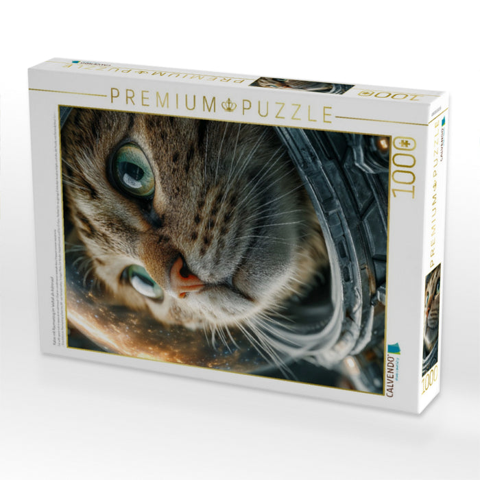 Katze mit Raumanzug im Weltall als Astronaut - CALVENDO Foto-Puzzle'