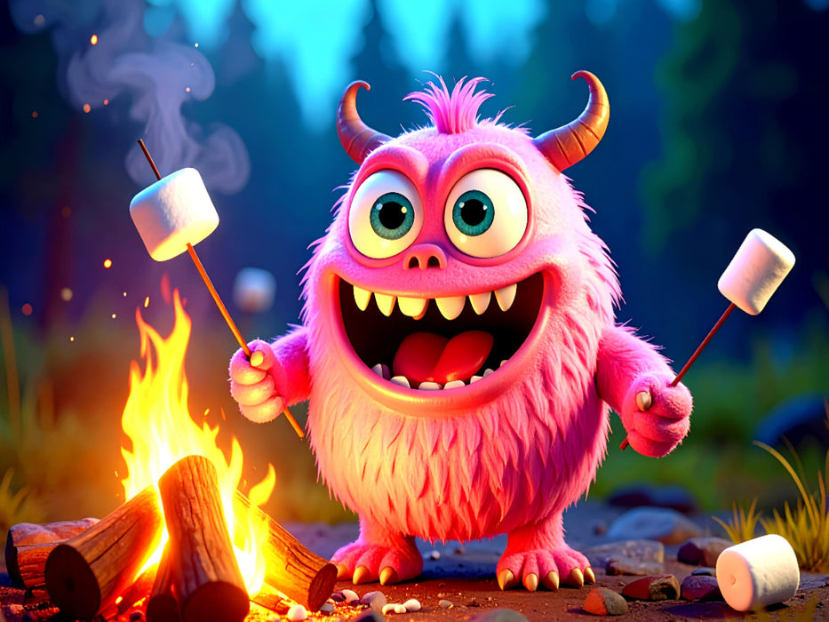 Monsterchen am Lagerfeuer - CALVENDO Foto-Puzzle'