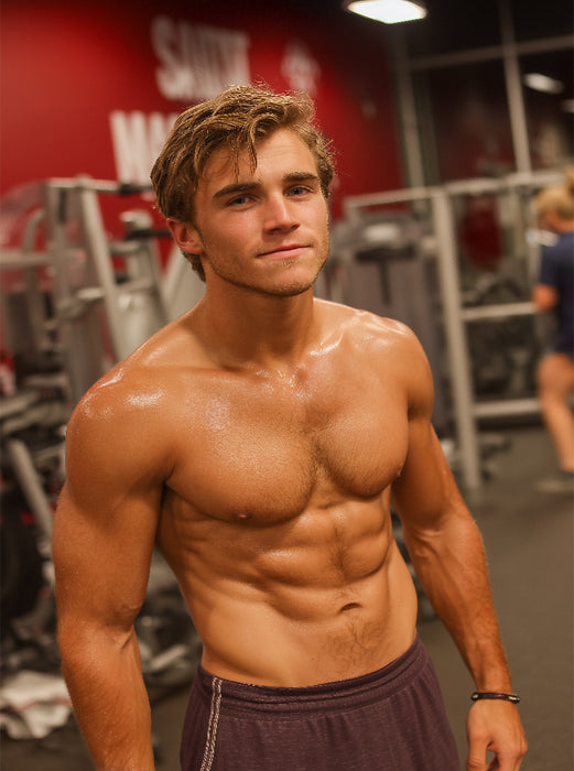 Sexy Mann mit Sixpack im Fitnessstudio beim Training - CALVENDO Foto-Puzzle'