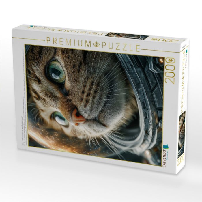 Katze mit Raumanzug im Weltall als Astronaut - CALVENDO Foto-Puzzle'