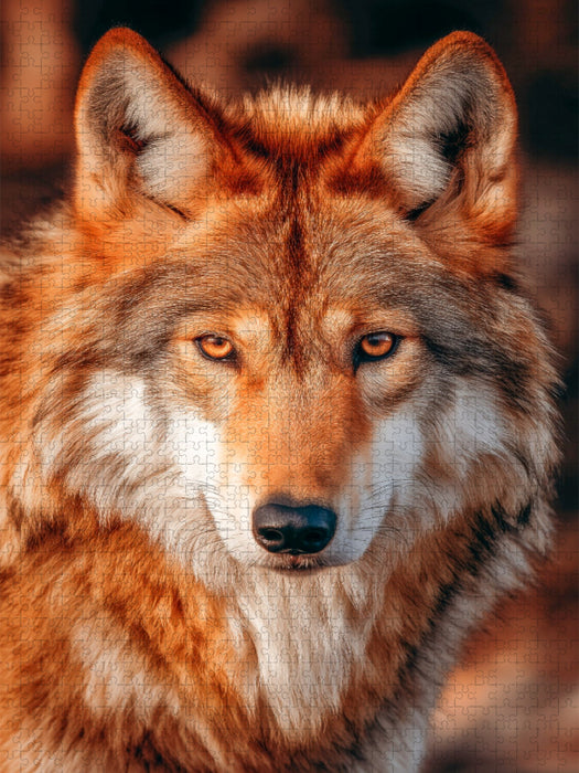 Mexikanischer Wolf mit intensivem Blick in warmem Licht - CALVENDO Foto-Puzzle'