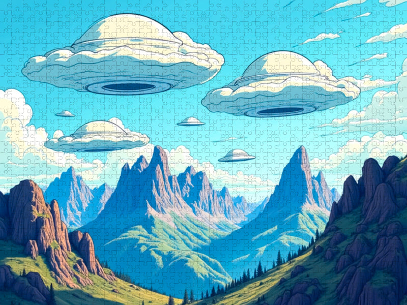 Lenticularwolken über Gebirgslandschaft - CALVENDO Foto-Puzzle'