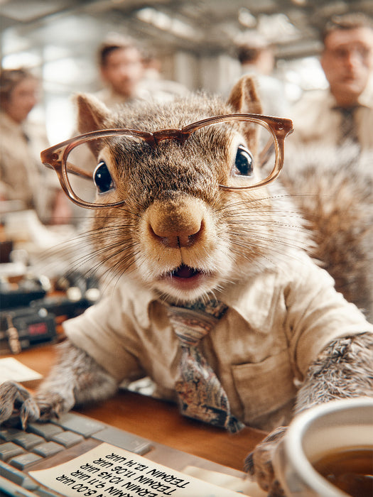 Tierpuzzle mit Eichhörnchen im Büro - der Kollege der alles verplant und trotzdem sympathisch bleibt - CALVENDO Foto-Puzzle'