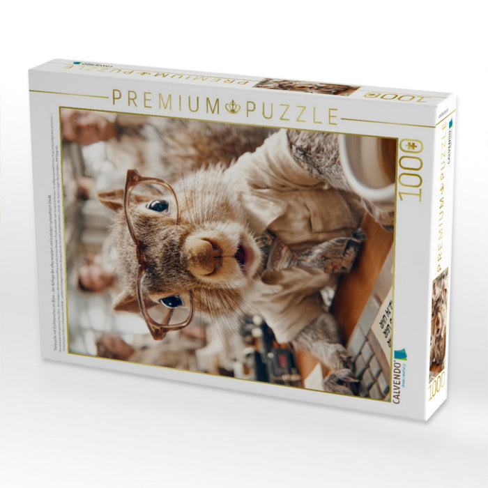 Tierpuzzle mit Eichhörnchen im Büro - der Kollege der alles verplant und trotzdem sympathisch bleibt - CALVENDO Foto-Puzzle'