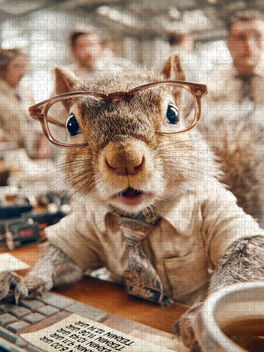 Tierpuzzle mit Eichhörnchen im Büro - der Kollege der alles verplant und trotzdem sympathisch bleibt - CALVENDO Foto-Puzzle'