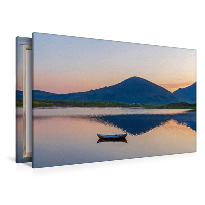 Premium Textil-Leinwand Mitternachtlicht auf den Lofoten