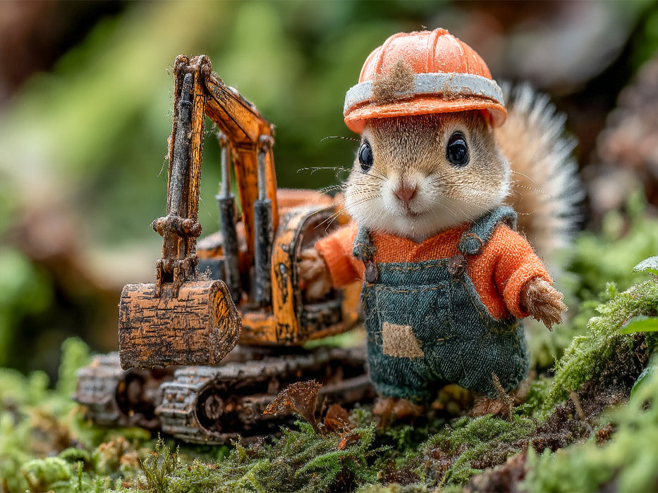 Eichhörnchen als Bauarbeiter auf der Baustelle - CALVENDO Foto-Puzzle'