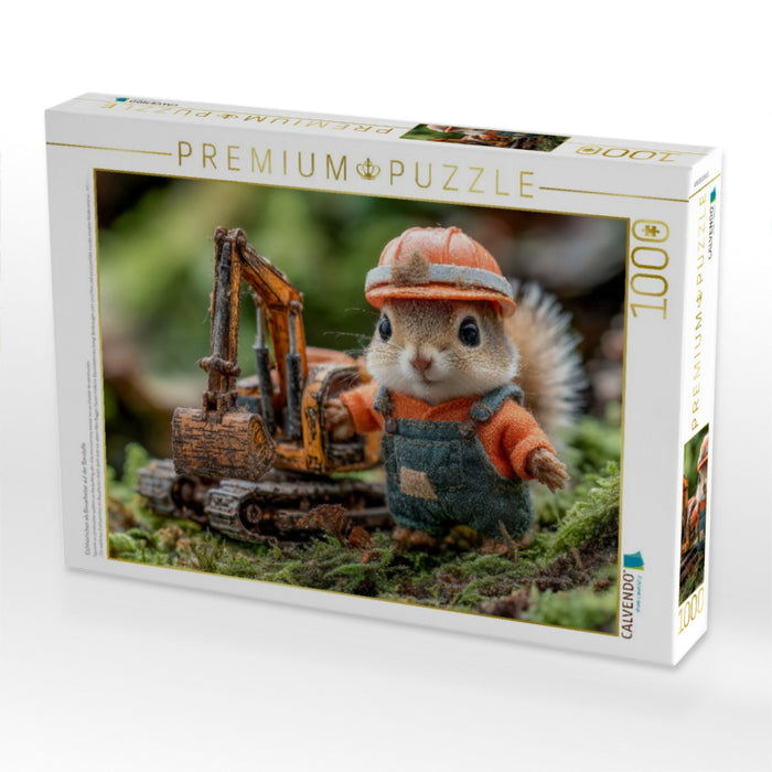 Eichhörnchen als Bauarbeiter auf der Baustelle - CALVENDO Foto-Puzzle'