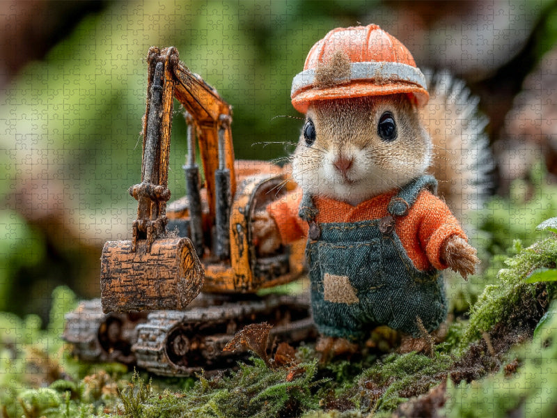 Eichhörnchen als Bauarbeiter auf der Baustelle - CALVENDO Foto-Puzzle'