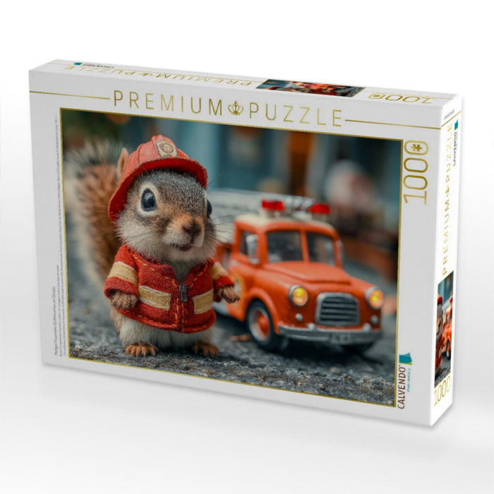Mutiges Feuerwehr-Eichhörnchen im Einsatz - CALVENDO Foto-Puzzle'