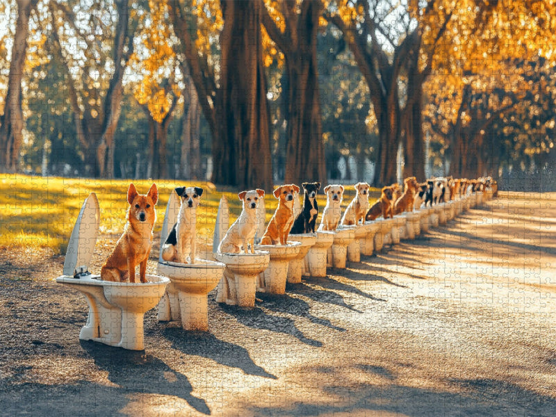 Hundeschlange auf dem Klo - tierischer Humor für Puzzlefans - CALVENDO Foto-Puzzle'