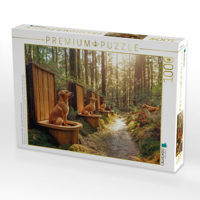 Kackende Hunde im Wald - Das lustigste Toiletten-Puzzle der Welt - CALVENDO Foto-Puzzle'