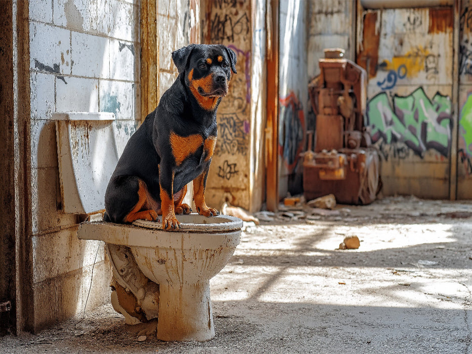 Kackender Rottweiler - Toilettengang mit Stil - CALVENDO Foto-Puzzle'