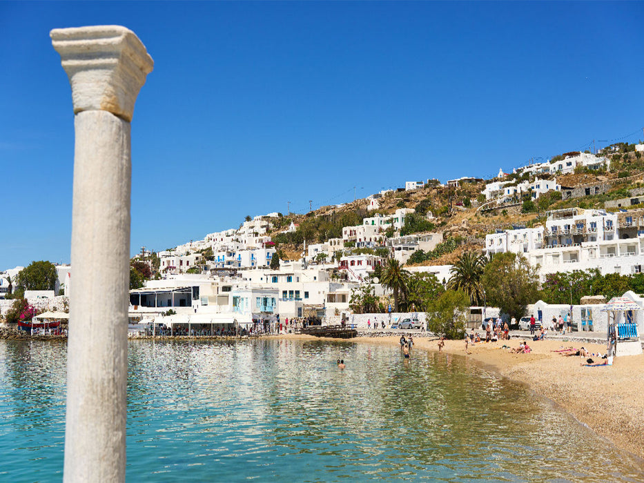 Sommerstrand in Mykonos-Stadt - Badefreuden in Griechenland - CALVENDO Foto-Puzzle'