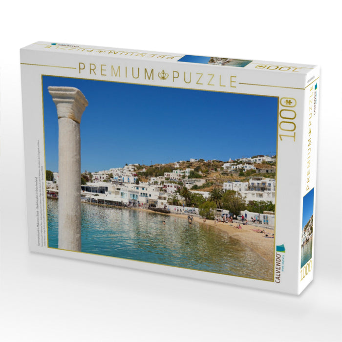 Sommerstrand in Mykonos-Stadt - Badefreuden in Griechenland - CALVENDO Foto-Puzzle'