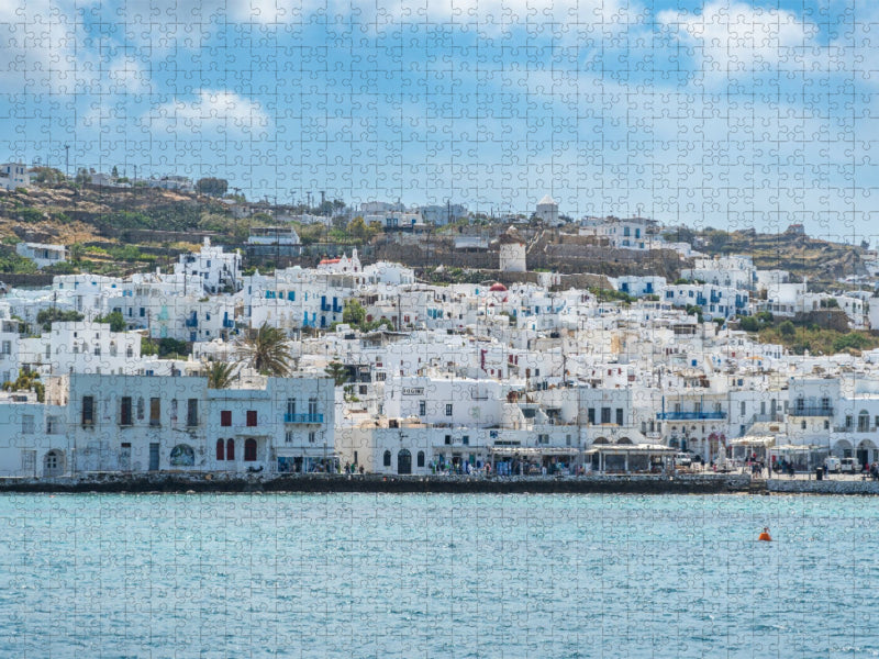 Weiße Häuser auf Mykonos - Griechenlands Küstenidylle in der Ägäis - CALVENDO Foto-Puzzle'