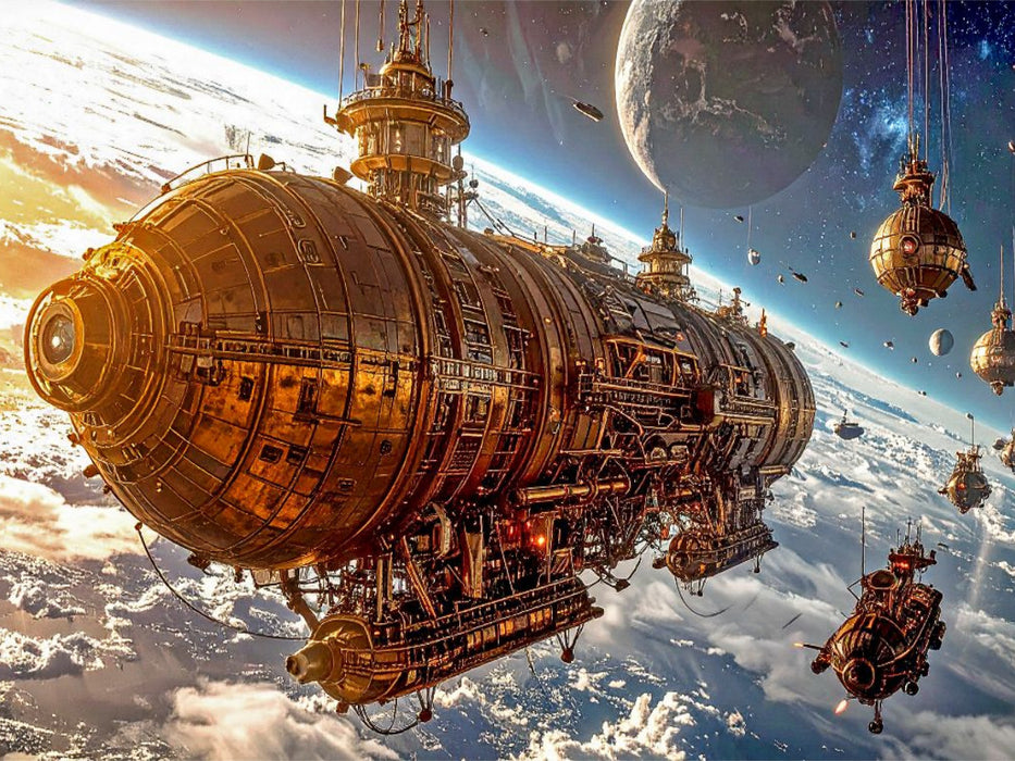 Reparaturarbeiten an der Außenhaut von Cylboat XII im Orbit - CALVENDO Foto-Puzzle'