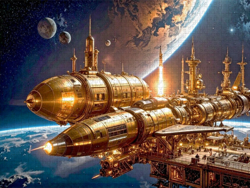 Andockmanöver von Flashcube III und Brassliner II an eine Raumstation - CALVENDO Foto-Puzzle'