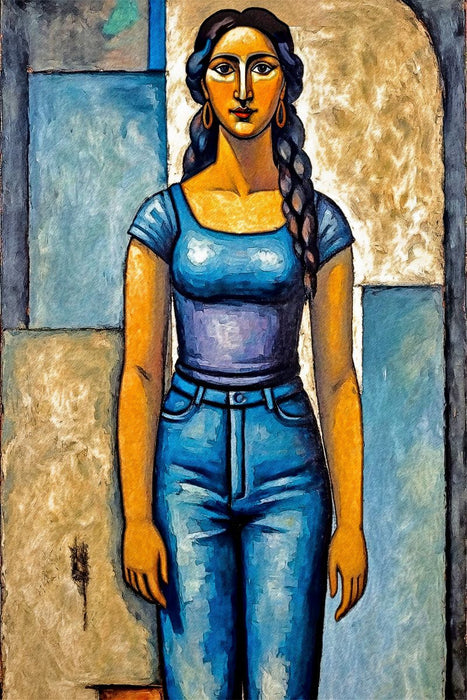 Premium Textil-Leinwand Rhonda im Stil von Amadeo Modigliani