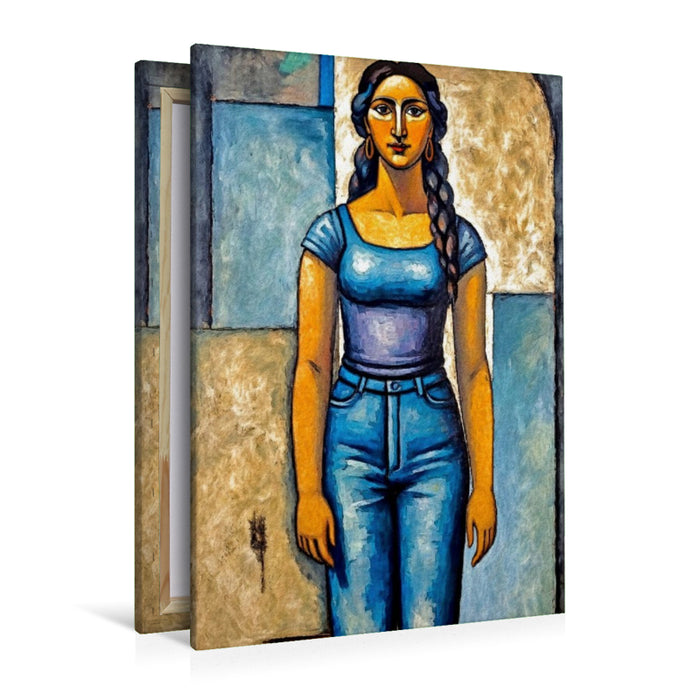 Premium Textil-Leinwand Rhonda im Stil von Amadeo Modigliani