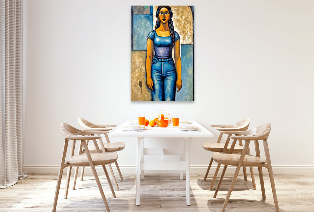 Premium Textil-Leinwand Rhonda im Stil von Amadeo Modigliani