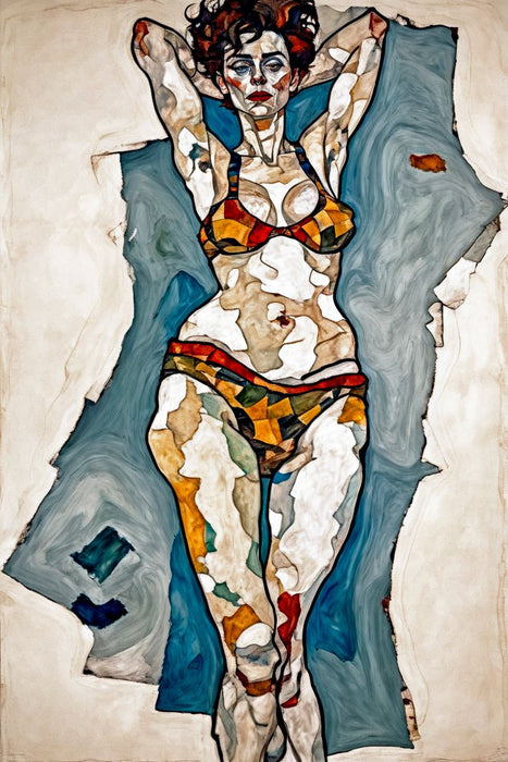 Premium Textil-Leinwand Jabina im Stil von Egon Schiele