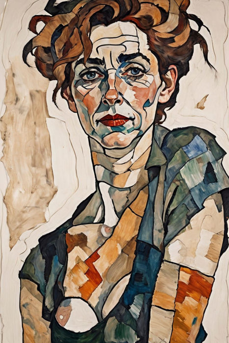 Premium Textil-Leinwand Agnes im Stil von Egon Schiele