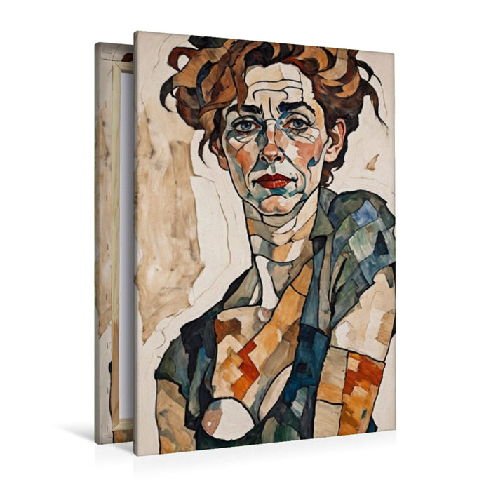 Premium Textil-Leinwand Agnes im Stil von Egon Schiele